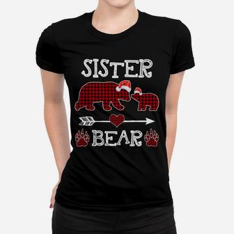 Sister Bear Christmas Pajama Red Plaid Buffalo Family Women T-shirt | Crazezy CA