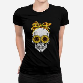 Skull Sunflower Girl With Tattoos Pretty Eyes And Thick Thighs Women T-shirt - Monsterry UK