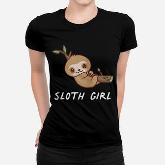 Sloth Girl Cute Animal Kawaii Lover Aesthetic Family Zip Hoodie Women T-shirt | Crazezy