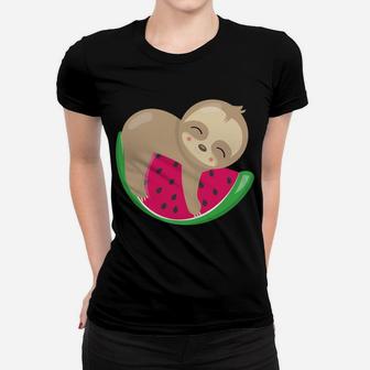 Sloth Watermelon Fruit Funny Animal Gift Women T-shirt | Crazezy