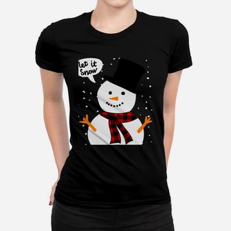 Snow Snowman Buffalo Plaid Xmas Scarf Christmas Sweatshirt Women T-shirt | Crazezy UK
