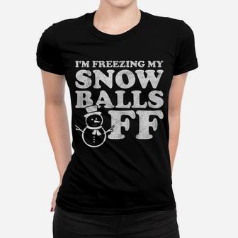 Snowman Snowballs Funny Christmas Party Pajama Mens Womens 2 Women T-shirt | Crazezy