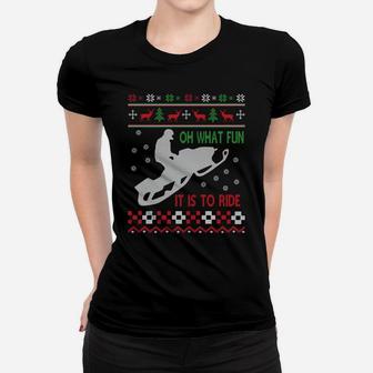 Snowmobile Christmas Sweatshirt Fun Santa Xmas Gift Women T-shirt | Crazezy