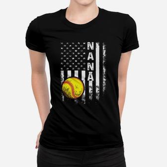 Softball Nana American Flag Vintage Christmas Xmas Women T-shirt | Crazezy DE
