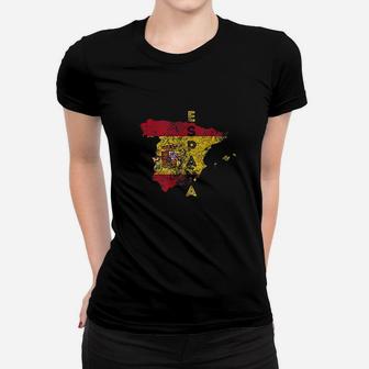 Spanish Map And Flag Souvenir Distressed Espana Women T-shirt | Crazezy