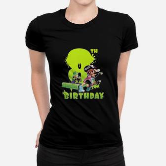 Splatoon Inkling 8Th Birthday Green Splatter Portrait Women T-shirt | Crazezy CA