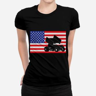 Sprint Car Racing Usa American Flag Dirt Track 4Th Of July Women T-shirt | Crazezy DE