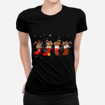 Squirrel In Socks Celebrates Xmas Funny Santa Hat Christmas Women T-shirt | Crazezy DE