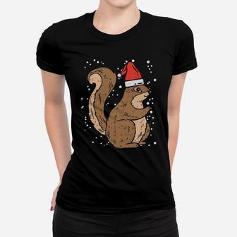 Squirrel Santa Hat Christmas Xmas Pajama Animal Lover Gift Sweatshirt Women T-shirt | Crazezy DE