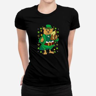 St Patricks Day Bear Leprechaun Beer Novelty Gift Women T-shirt - Thegiftio UK
