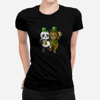 St Patricks Day Cute Panda And Sloth Leprechaun Women T-shirt - Thegiftio UK