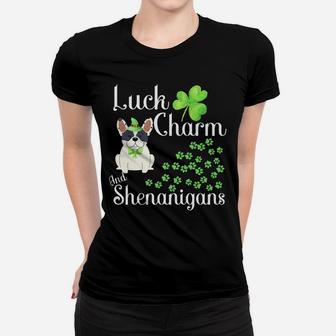 St Patricks Day French Bulldog Shirt Dog Shamrocks Green Paw Women T-shirt | Crazezy