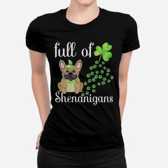 St Patricks Day French Bulldog Shirt Dog Shamrocks Green Paw Women T-shirt | Crazezy