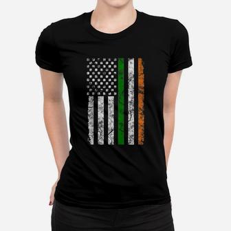 St Patrick's Day Patriotic Gift Shamrock Irish American Flag Zip Hoodie Women T-shirt | Crazezy