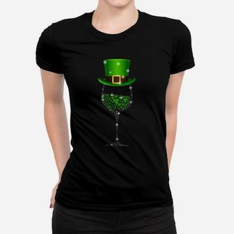 St Patrick's Day Shamrock Wine Glass Gift For Womens Mens Women T-shirt | Crazezy