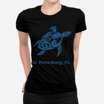 St Petersburg, Florida Blue Tribal Save The Sea Turtle Women T-shirt | Crazezy