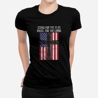 Stand For The Flag Kneel For The Cross Women T-shirt | Crazezy