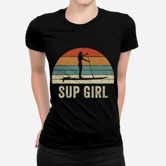 Stand Up Paddle Board Woman On Sup Girl Retro Vintage Style Women T-shirt | Crazezy AU