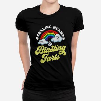 Stealing Hearts Blasting Farts Rainbow Valentines Women T-shirt - Monsterry