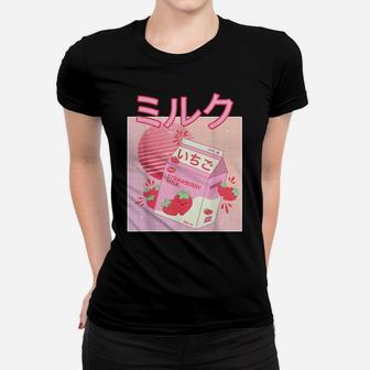 Strawberry Milk Shake Carton Funny Retro 90S Japanese Kawaii Women T-shirt | Crazezy CA