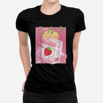Strawberry Milk Shake Cartoon Retro 90S Japanese Kawaii Kids Women T-shirt | Crazezy