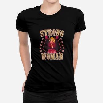 Strong Women Vintage Retro Circus Carnival Birthday Party Women T-shirt | Crazezy