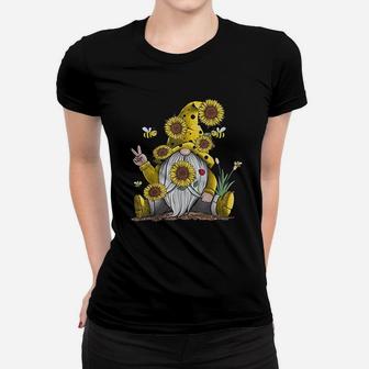 Sunflower Gnome With Bee Funny Hippie Gnome Gift Women T-shirt | Crazezy CA