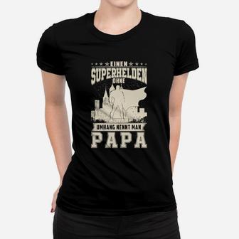 Superheld Papa Frauen Tshirt, Vatertag Idee in Schwarz - Seseable