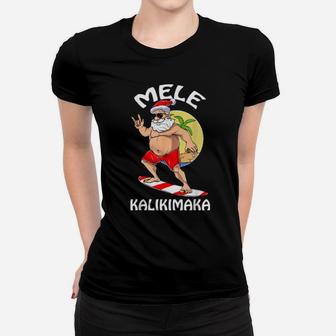 Surfing Santa Claus Hawaii Hawaiian Xmas Mele Kalikimaka Women T-shirt - Monsterry UK
