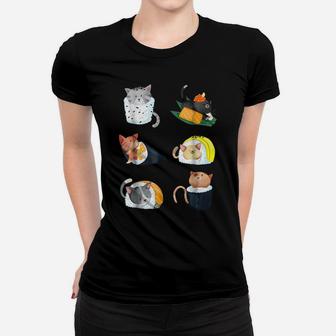 Sushi Cat Lover Nigiri Hand Roll Cute Gift Tee Women T-shirt | Crazezy