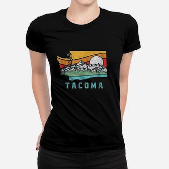 Tacoma Washington Outdoors Retro Mountains Women T-shirt | Crazezy