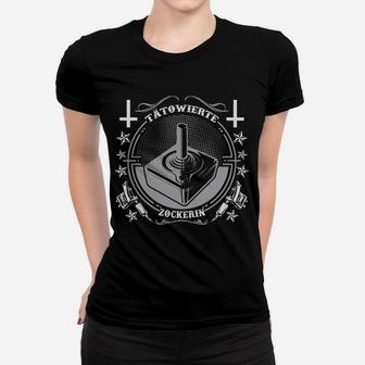 Tattoo Liebhaber Gamer Zockerei Motiv, Schwarzes Tee für Spieler Frauen Tshirt - Seseable