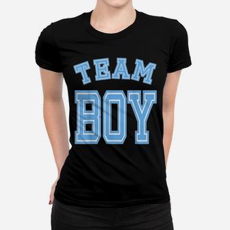 Team Boy Gender Reveal Party Baby Shower Cute Funny Blue Women T-shirt | Crazezy