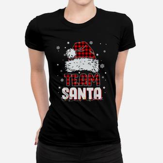 Team Santa Claus Hat Buffalo Plaid Christmas Matching Family Women T-shirt | Crazezy