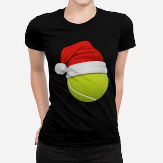 Tennis Ball Wearing Santa Hat Christmas Matching Tennis Team Women T-shirt | Crazezy AU