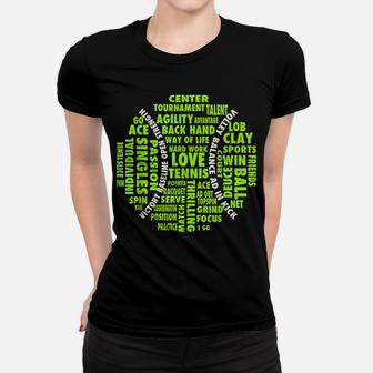 Tennis Ball Word Cloud Shirt | Cool Tennis Players Tee Gift Women T-shirt | Crazezy