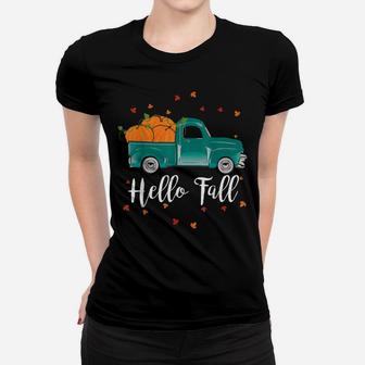 Thanksgiving Harvest Pumpkin Watercolor Truck Fall Gift Women T-shirt | Crazezy UK