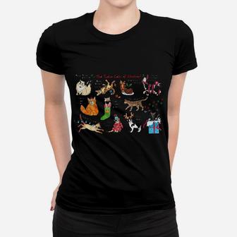 The Twelve Cats Of Christmas Shirt Funny Holiday Cat Lovers Women T-shirt | Crazezy