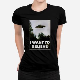 The X-Files I Want To Believe Ufo Poster Women T-shirt | Crazezy
