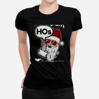 There's Some Hos In This House Funny Santa Claus Christmas Sweatshirt Women T-shirt | Crazezy UK