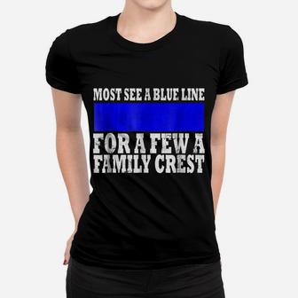 Thin Blue Line Shirt Usa Flag Family Crest Police Women T-shirt | Crazezy DE