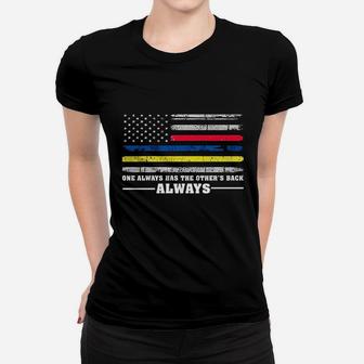 Thin Gold Line Thin Blue Line Thin Red Line Women T-shirt | Crazezy