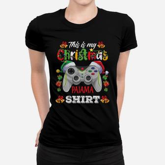 This Is My Christmas Pajama Santa Hat Gamer Video Game Women T-shirt | Crazezy DE