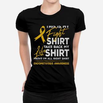This Is My Fight Shirt Endometriosis Awareness Yellow Ribbon Women T-shirt | Crazezy