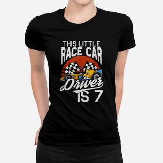 This Little Race Car Driver Is 2 Racing Birthday Party Women T-shirt - Monsterry