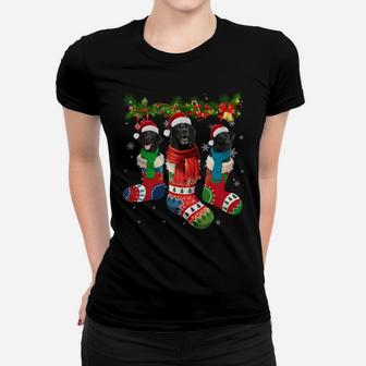 Three Black Labradors In Christmas Socks Sweatshirt Women T-shirt | Crazezy UK