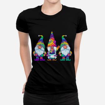 Three Hippie Gnomes Tie Dye Retro Vintage Hat Peace Gnome Women T-shirt | Crazezy DE