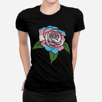 Transgender Rose Pocket Flower Trans Pride Flag Lgbt Women T-shirt | Crazezy