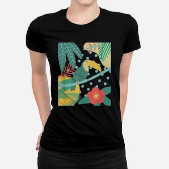 Tropical Bird Palm Leaf Flower Colorful Vacation Women T-shirt | Crazezy UK