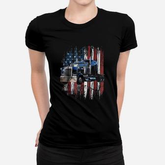 Trucker American Flag Truck Driver Truck Driver Gift Women T-shirt | Crazezy